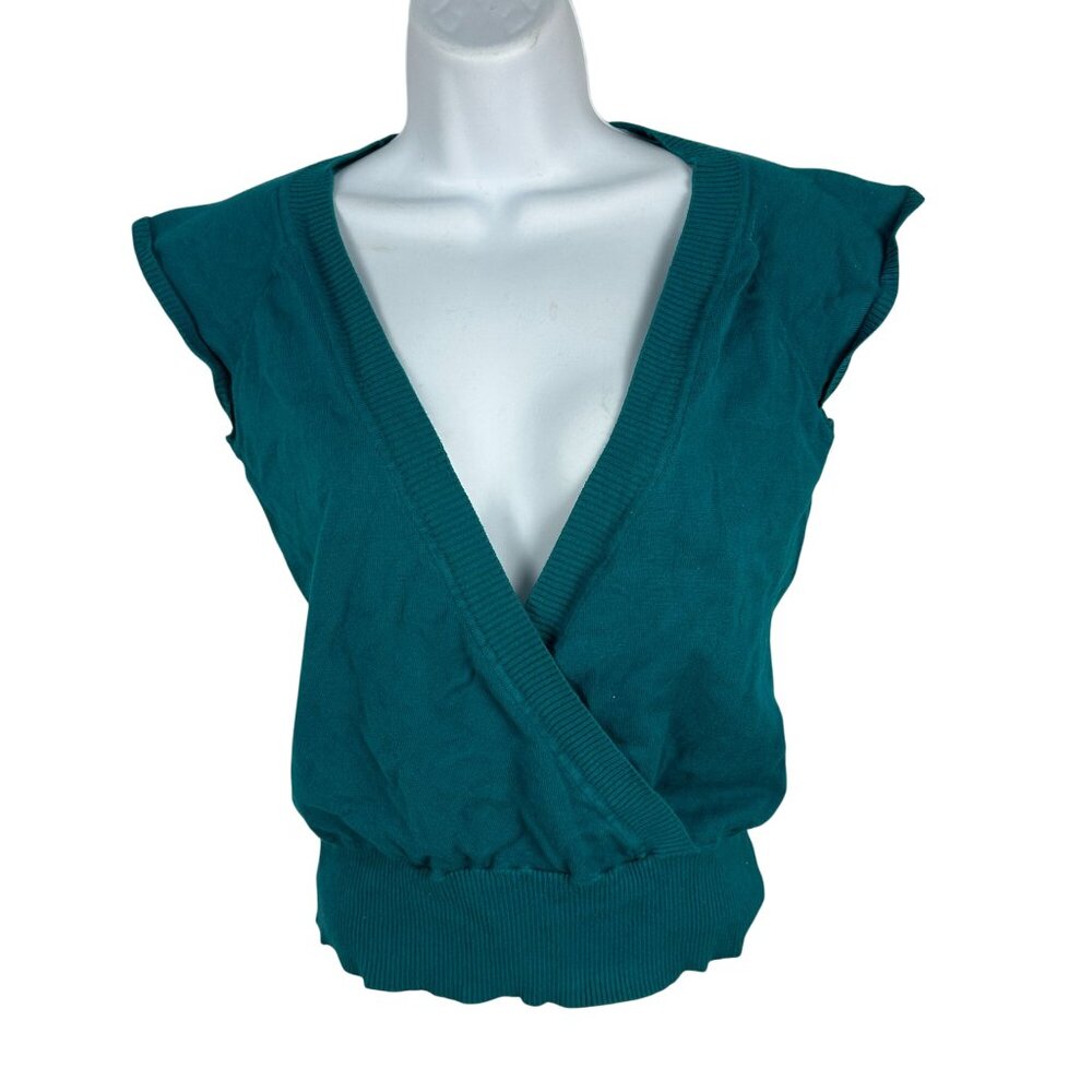 Rue21 Womens Teal Sleeveless Knit Wrap Top Size X-Large Rayon/Nylon